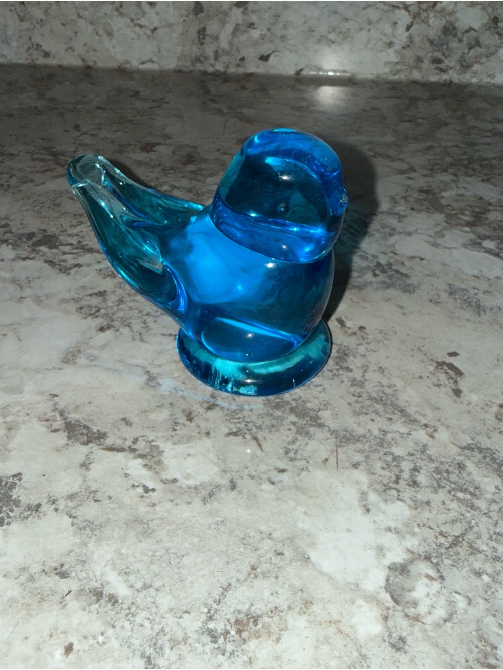 vintage Bluebird of Happiness art glass figurine, Leo Ward for Terra Studios